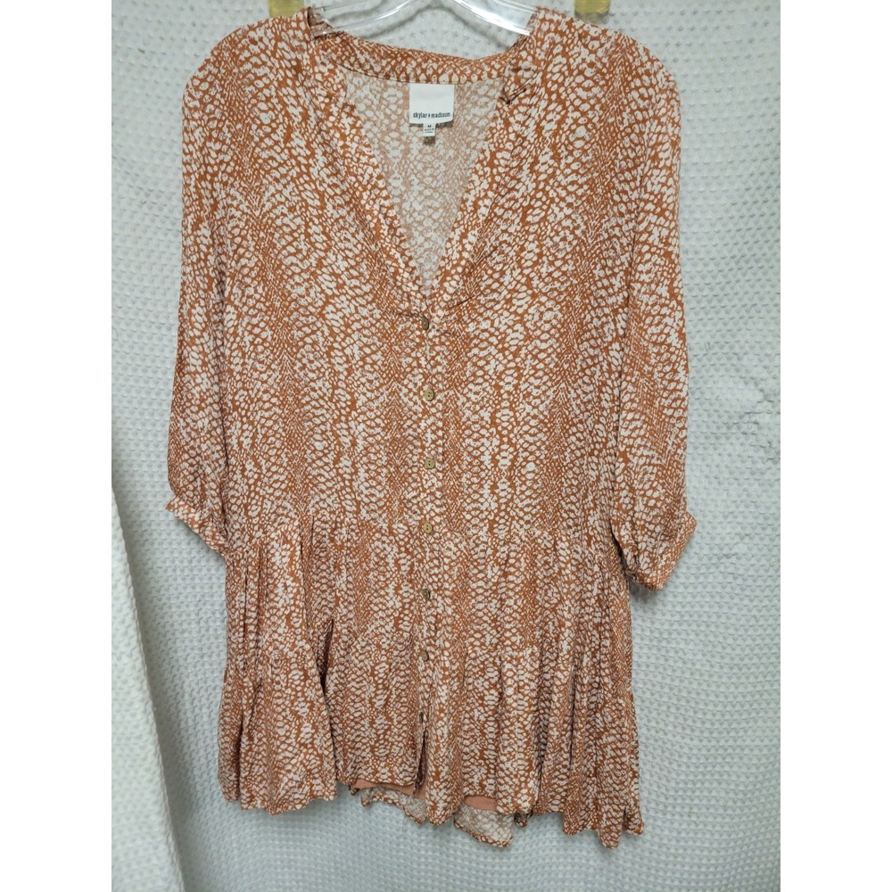 Skylar madison Button Up Flowy Mini Dress Size M Babydoll,Boho